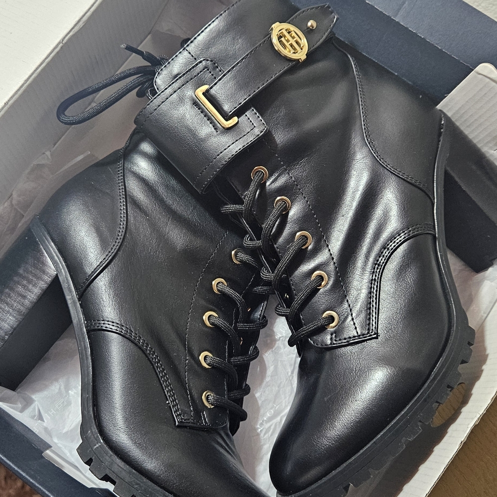 Tommy Hilfiger Black Lace Up Boots